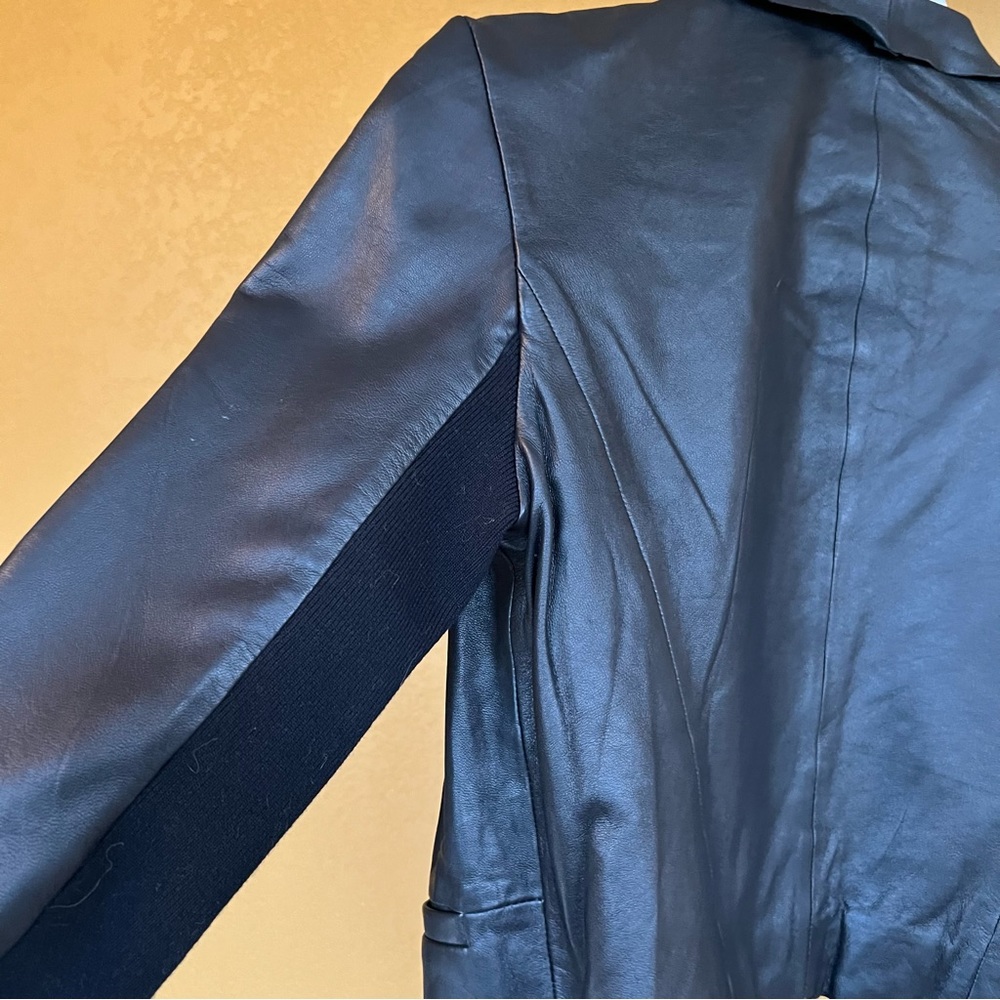TROUVÉ Drape Front Leather Jacket Butter Soft - Picture 8 of 13